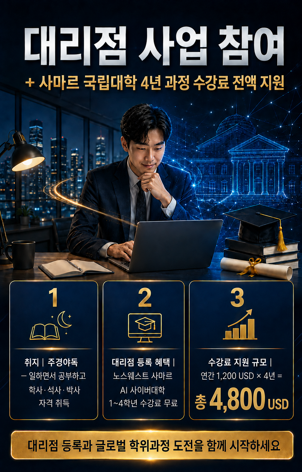 E1 교육 연계 대리점과 사마르 AI 사이버대학